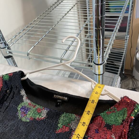 Express Y2K Women’s Shimmery Floral Sequin Tunic Dress Size S‎ Going Out Disco - Picture 3 of 11